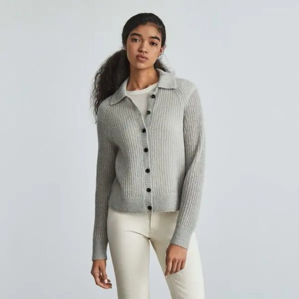 Everlane Alpaca Collared Cardigan Grey
